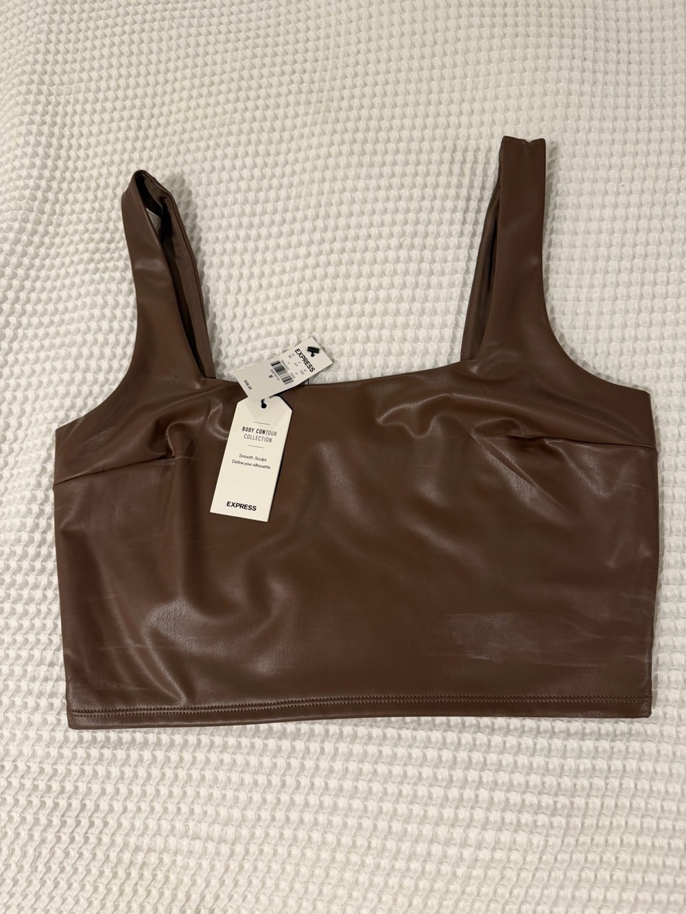 Express Chocolate Brown Vegan Leather Crop Tank